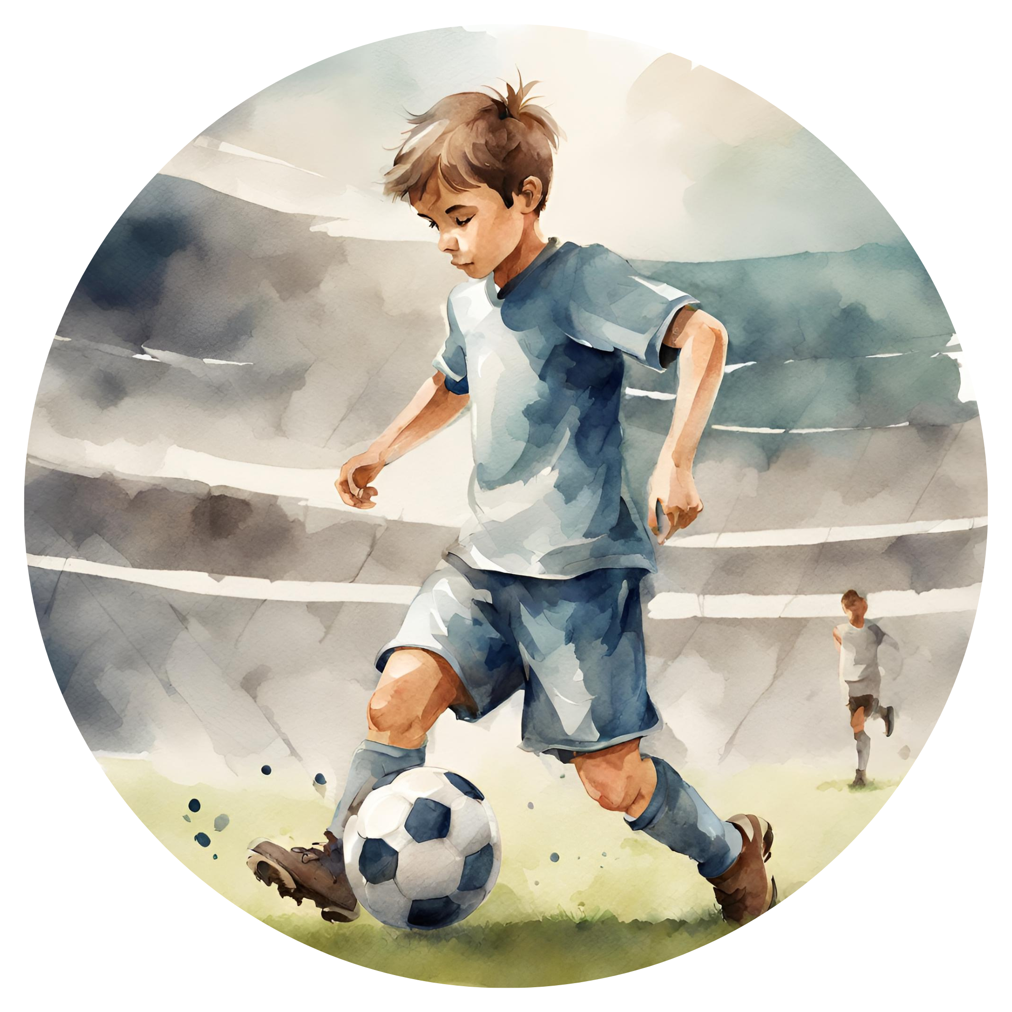 Kruhová nálepka Chlapec futbalista